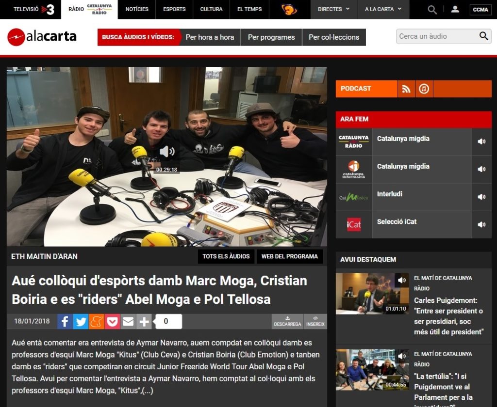 Salimos en Catalunya Radio, hablando sobre las competiciones de este año